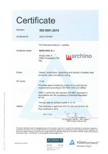 Certificato Marchino EN | Marchino S.r.l.
